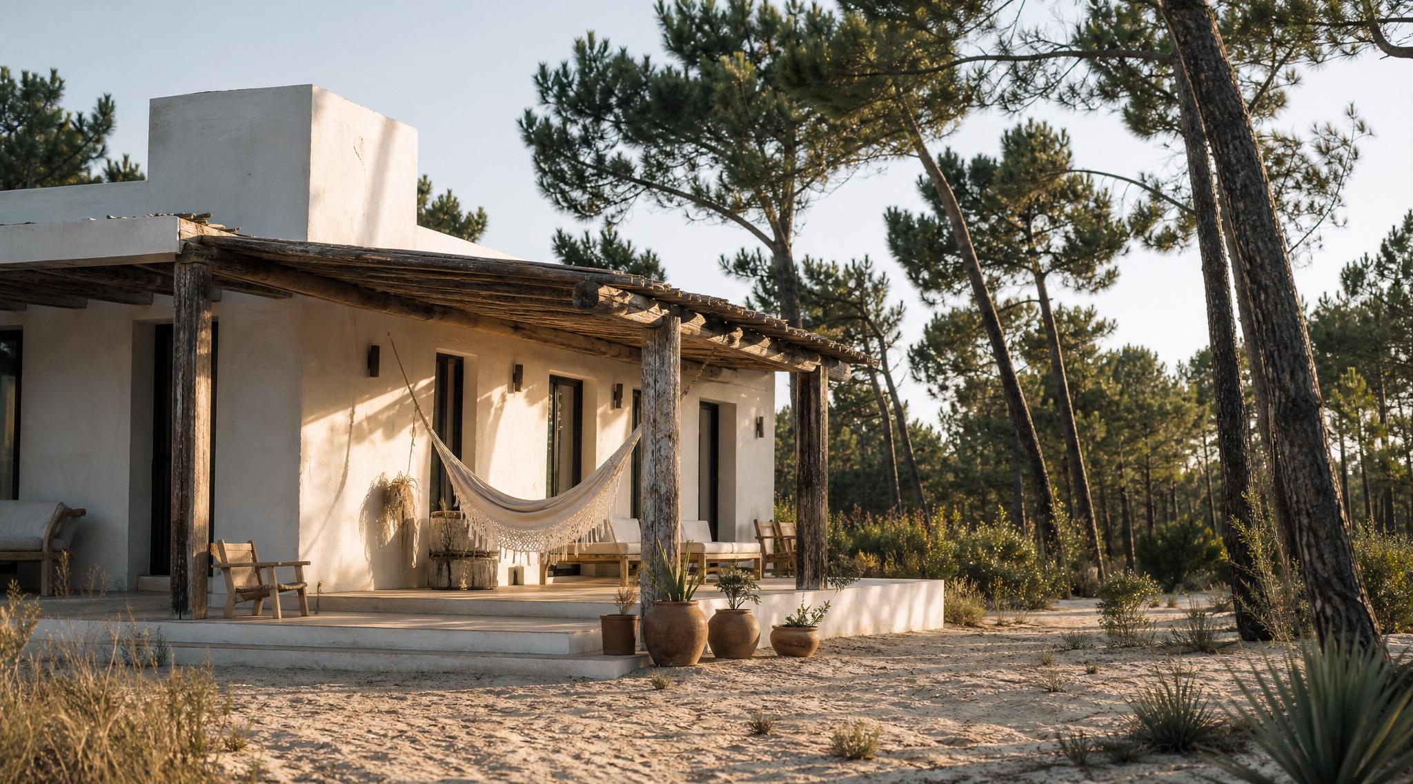 Exterior luminoso da Casa Alva em Comporta